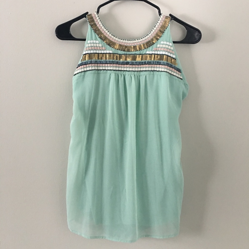 Design History Mint Beaded Top 🖤SALE🖤